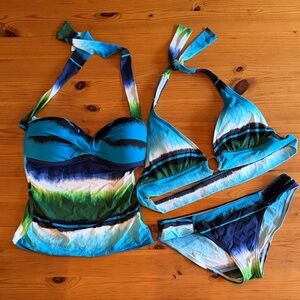 Tommy Bahama Blue and Green Bikini Set